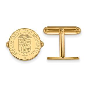14k Gold Plated Silver Texas Tech University Crest Cuff Links
